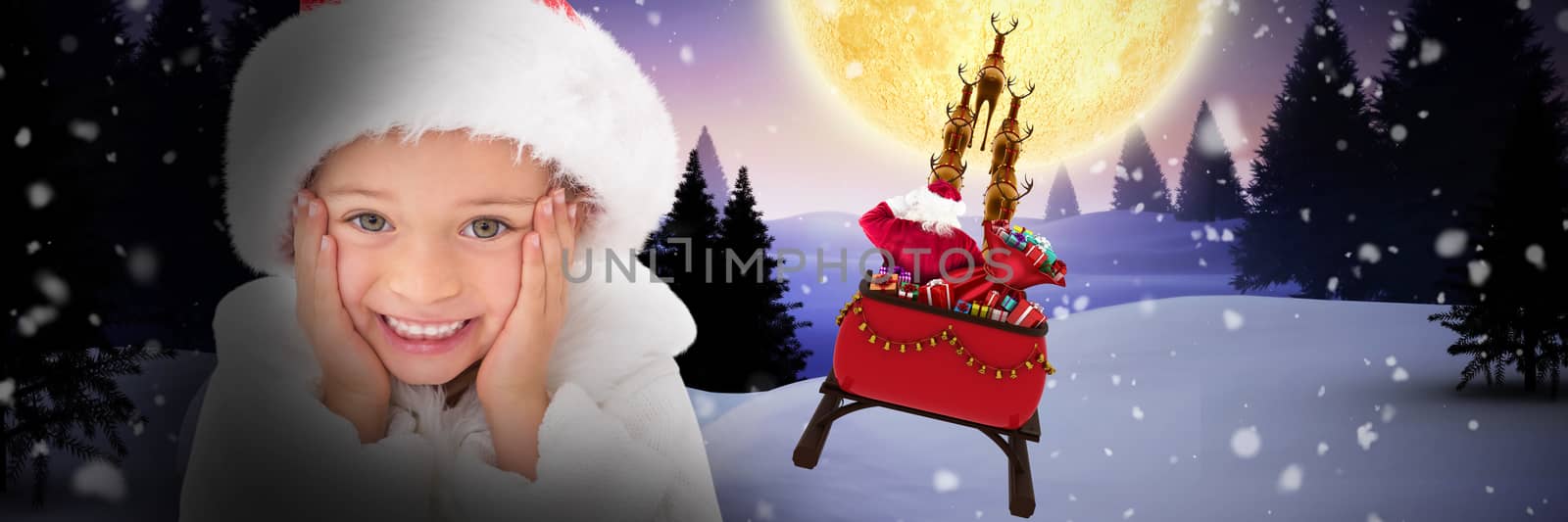 Composite image of cute little girl wearing santa hat  by Wavebreakmedia
