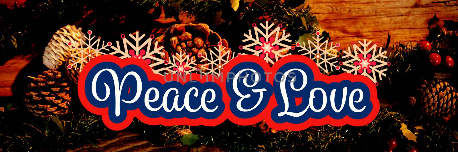 Peaceful message against christmas ornament