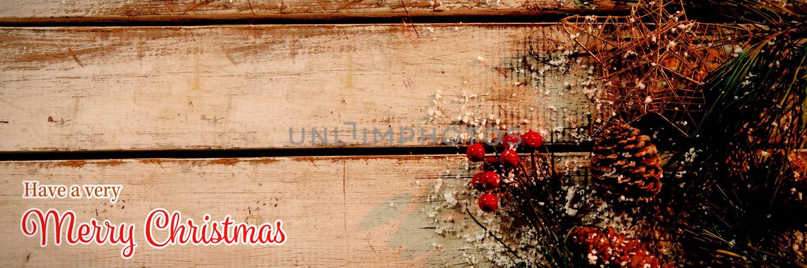 Christmas card against copy space with pine branches 