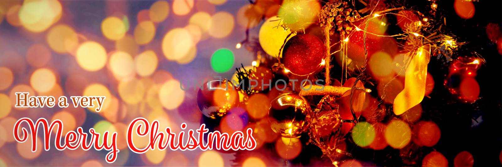 Christmas card against composite image of brown parquet