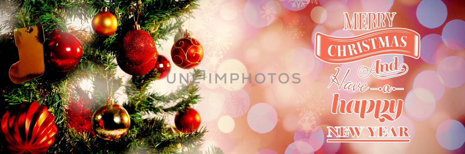 Merry Christmas message against glowing christmas background