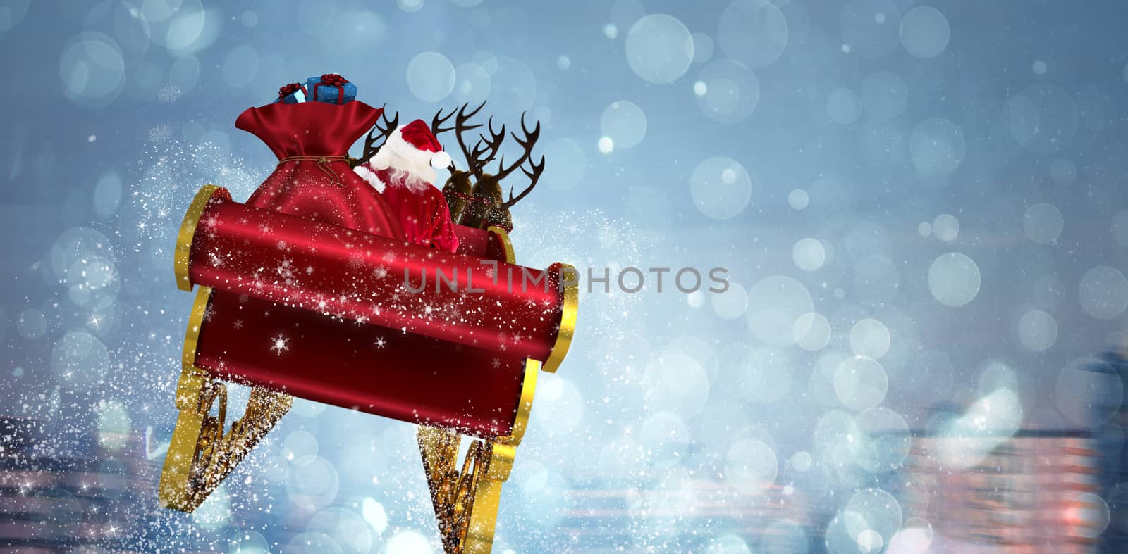 Composite image of santa flying his sleigh by Wavebreakmedia