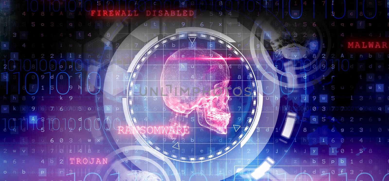 Virus background against medical interface in blue and black