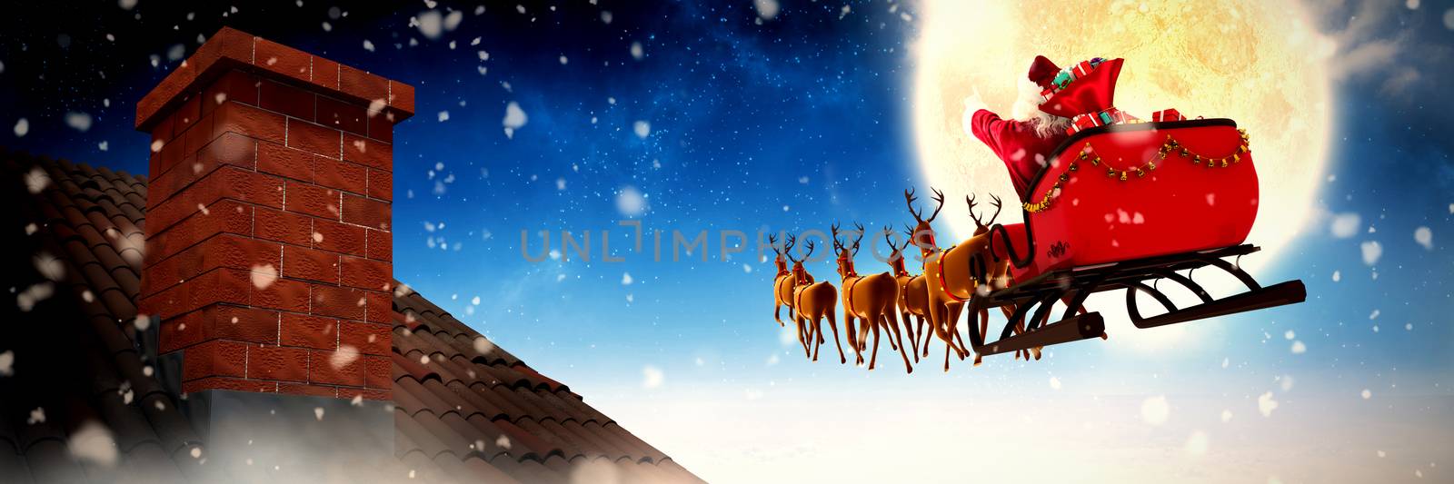 Snow falling against white clouds under blue sky