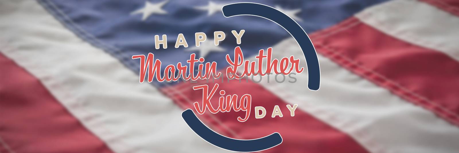 happy Martin Luther King day against close-up of cropped american flag