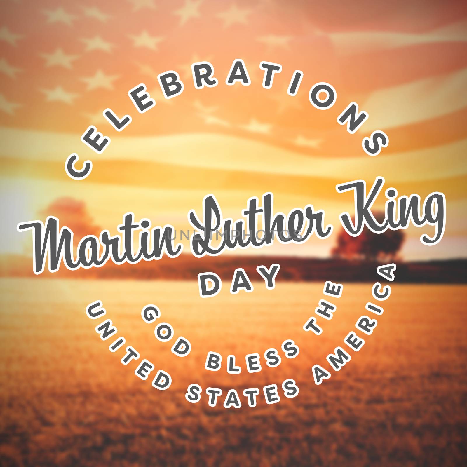 Martin Luther king day against composite image of digitally generated american flag rippling