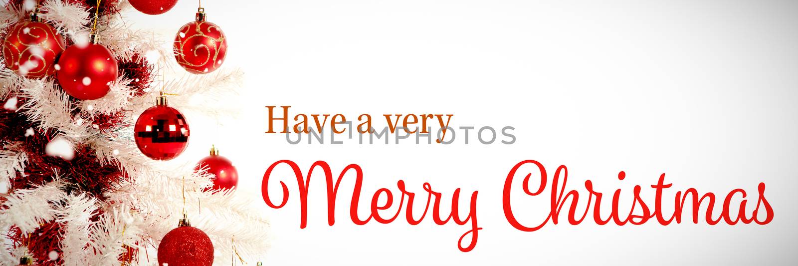 Christmas card against christmas tree with copy space