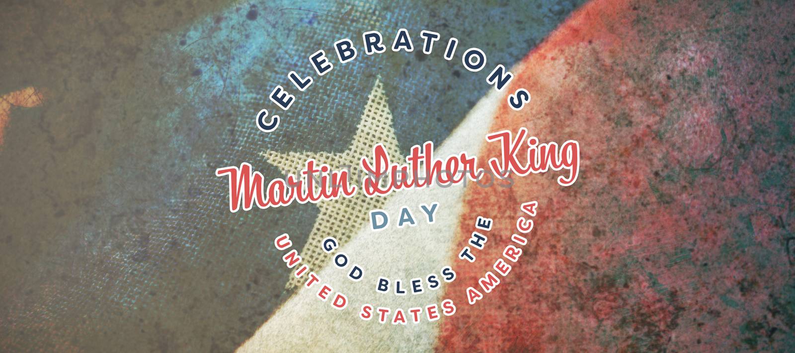 Martin Luther king day against close-up of wrinkled national flag