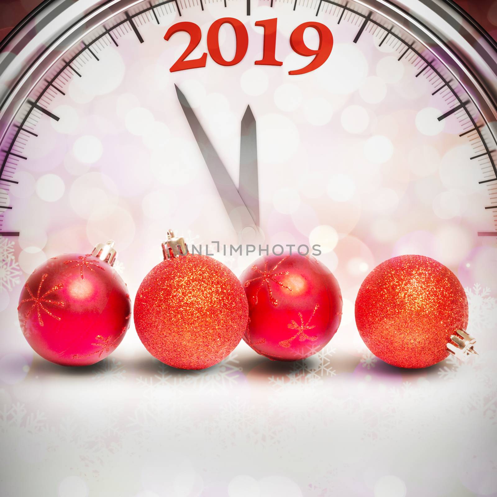 Composite image of four red christmas ball decorations by Wavebreakmedia