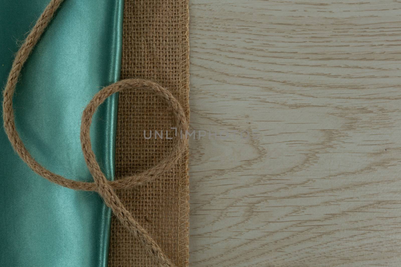 Close-up of textile and rope on a table