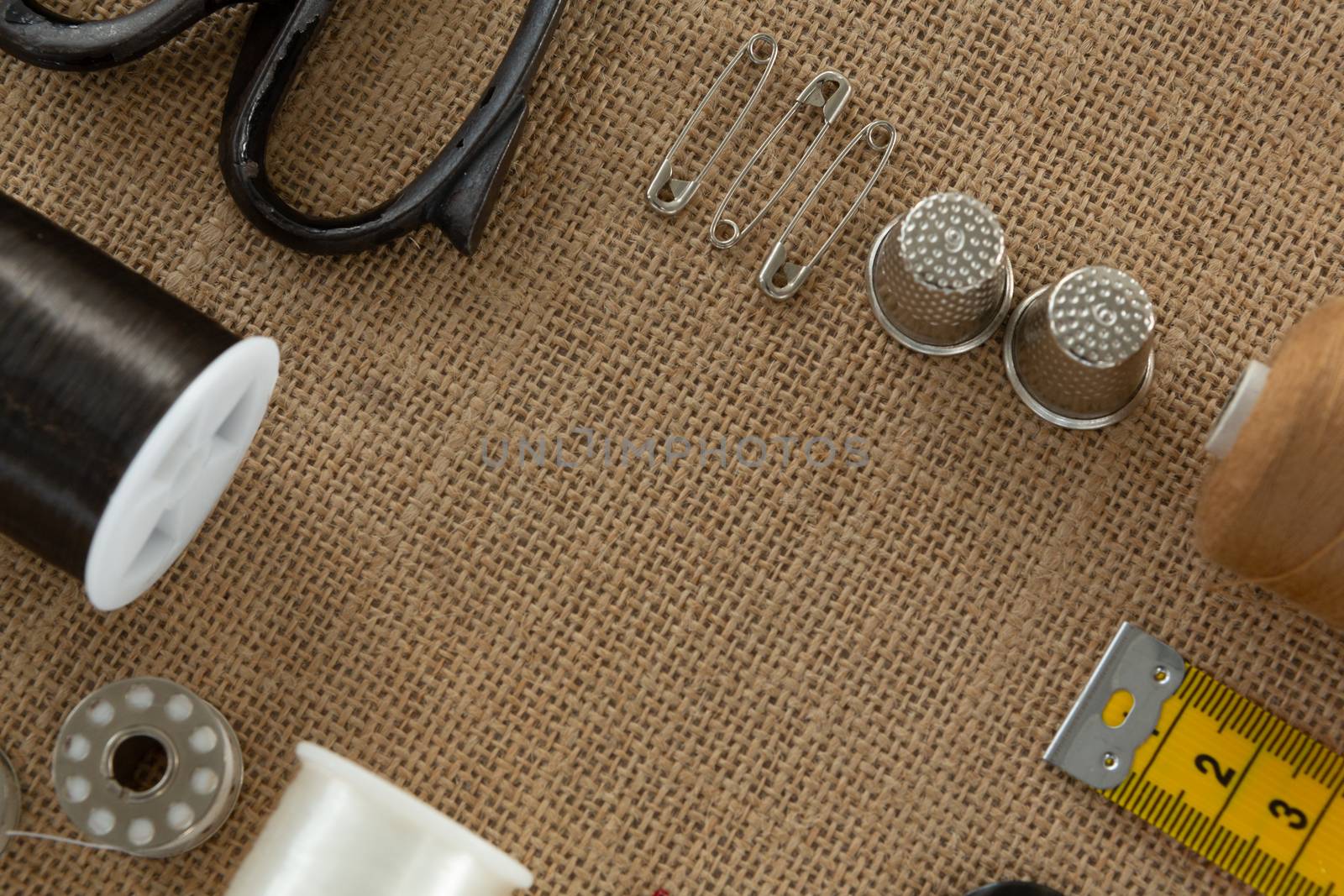 Overhead of various equipments arranged on textile