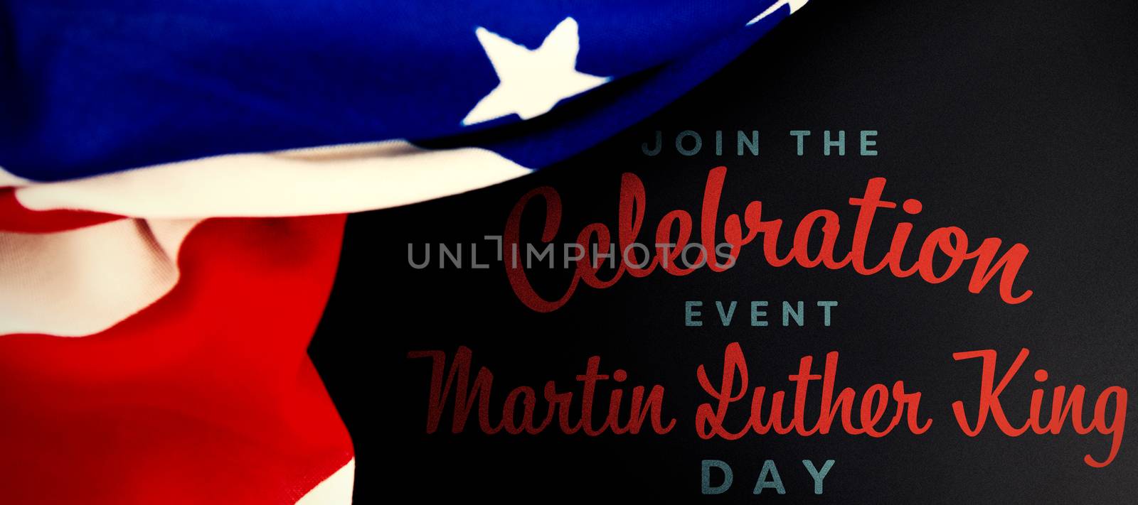 join the celebration event Martin Luther King Day against american flag on empty slate