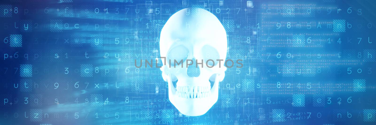 Virus background against blue human skull