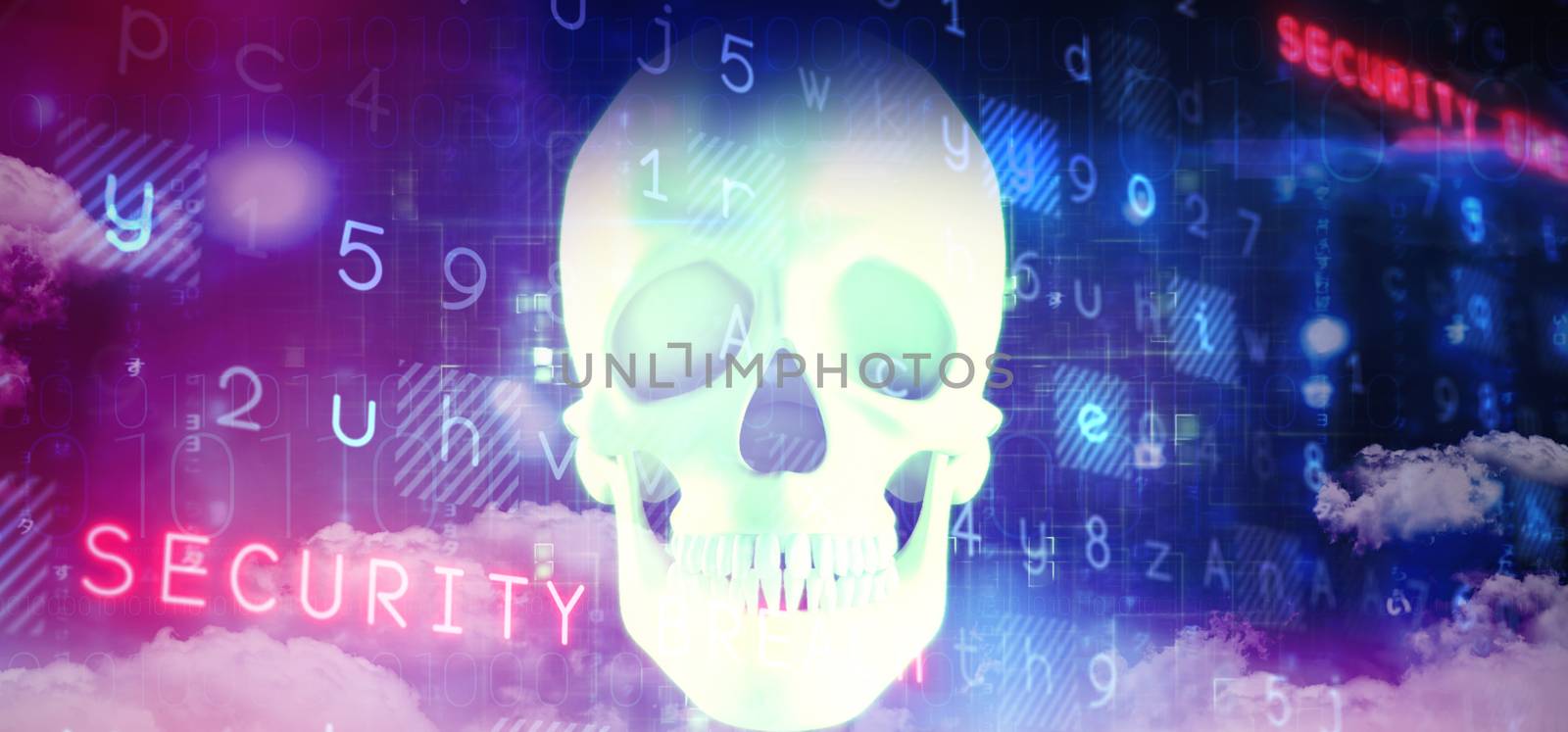 Virus background against green human skull