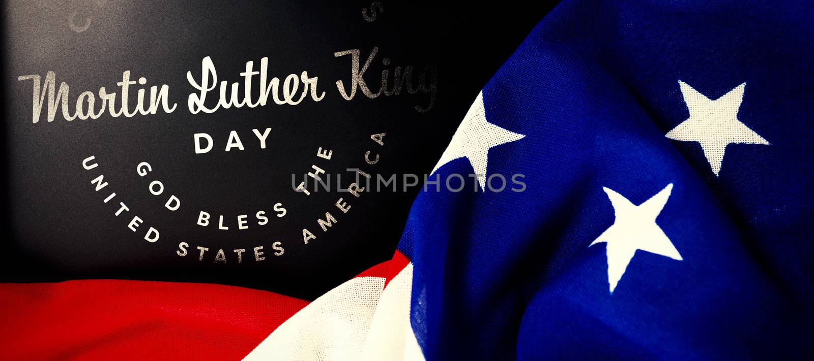 Martin Luther king day against american flag on slate