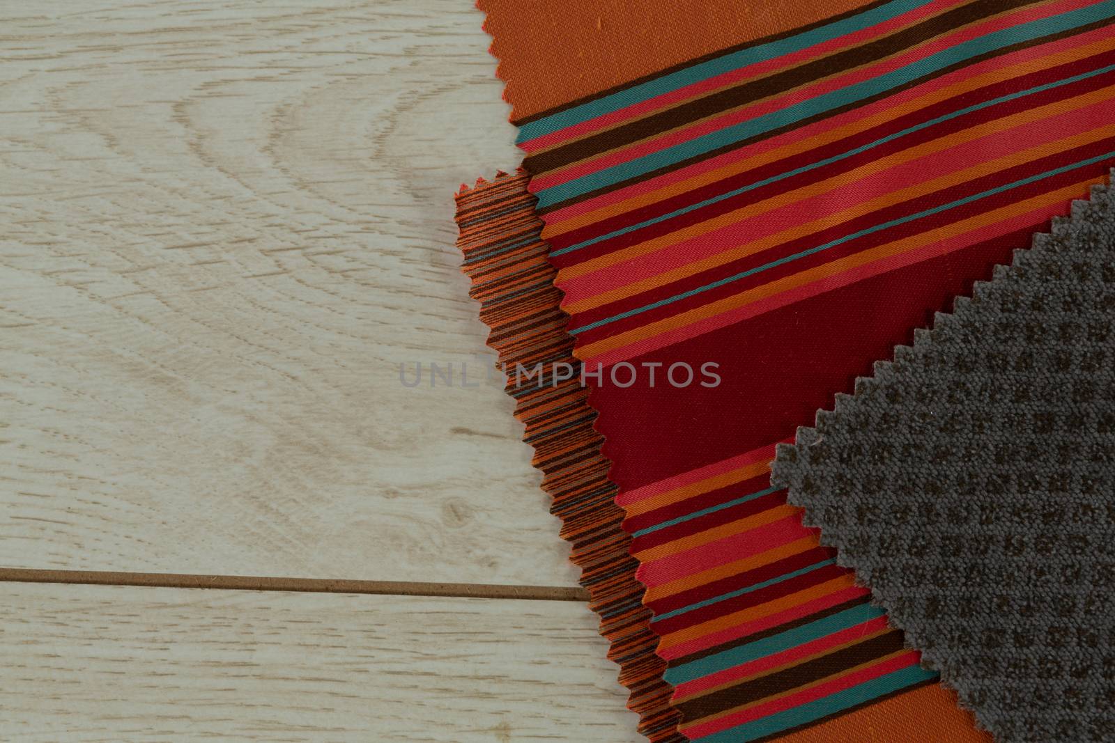 Close-up of textile on a wooden table
