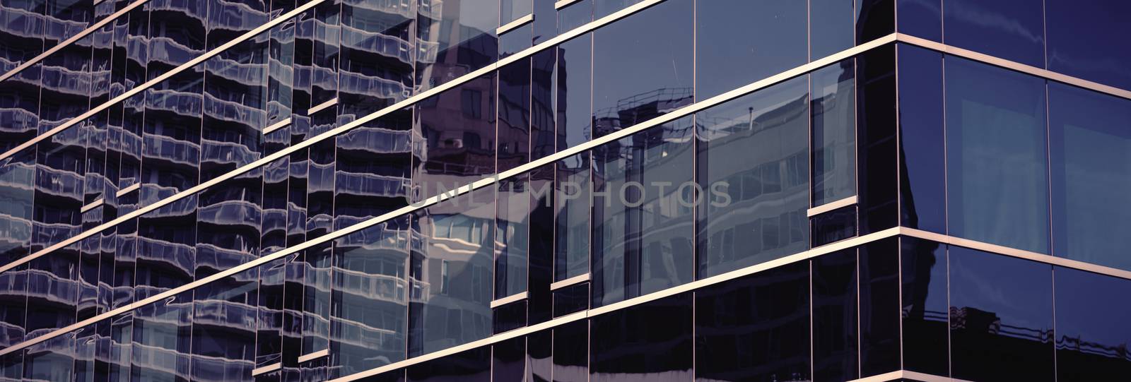 Digitally altered view of modern office building