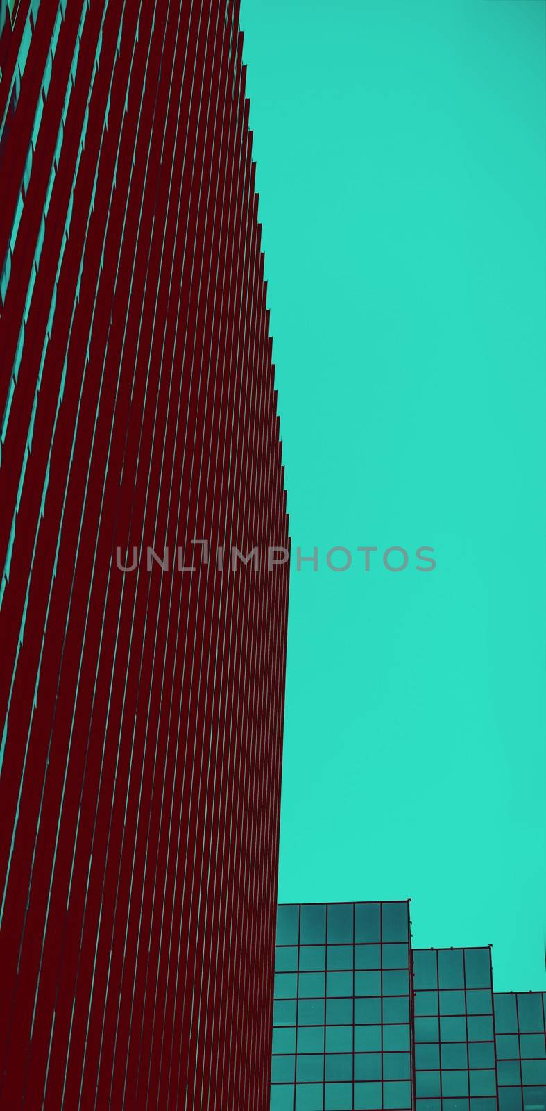 Digitally altered view of modern office building