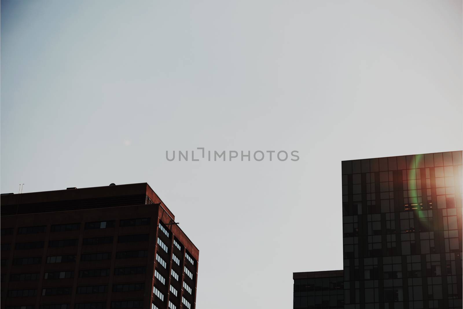 Digitally altered view of modern office building