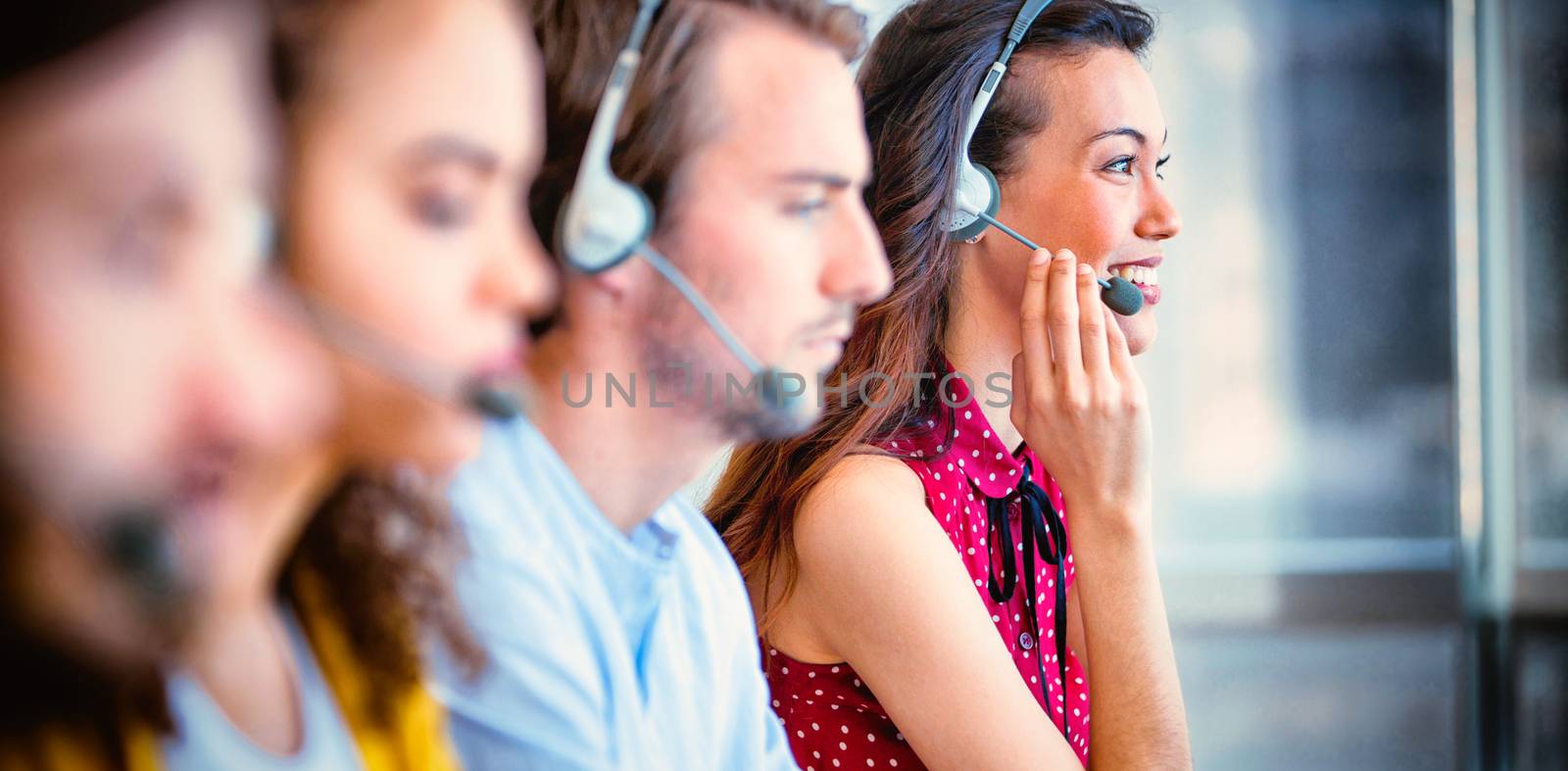 Customer service executives working at office