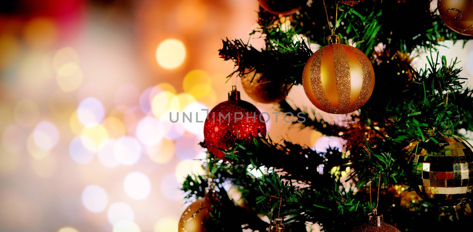 Composite image of christmas yellow circle lights by Wavebreakmedia
