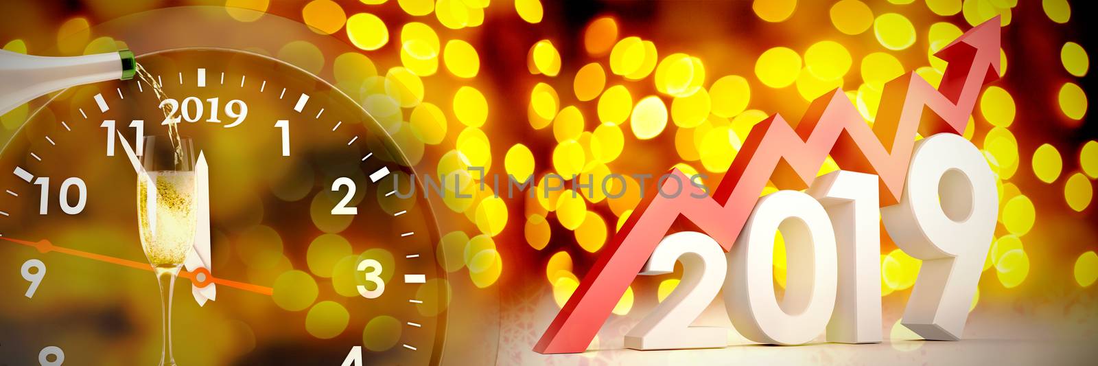 Composite image of three dimensional new year numbers with arrow by Wavebreakmedia