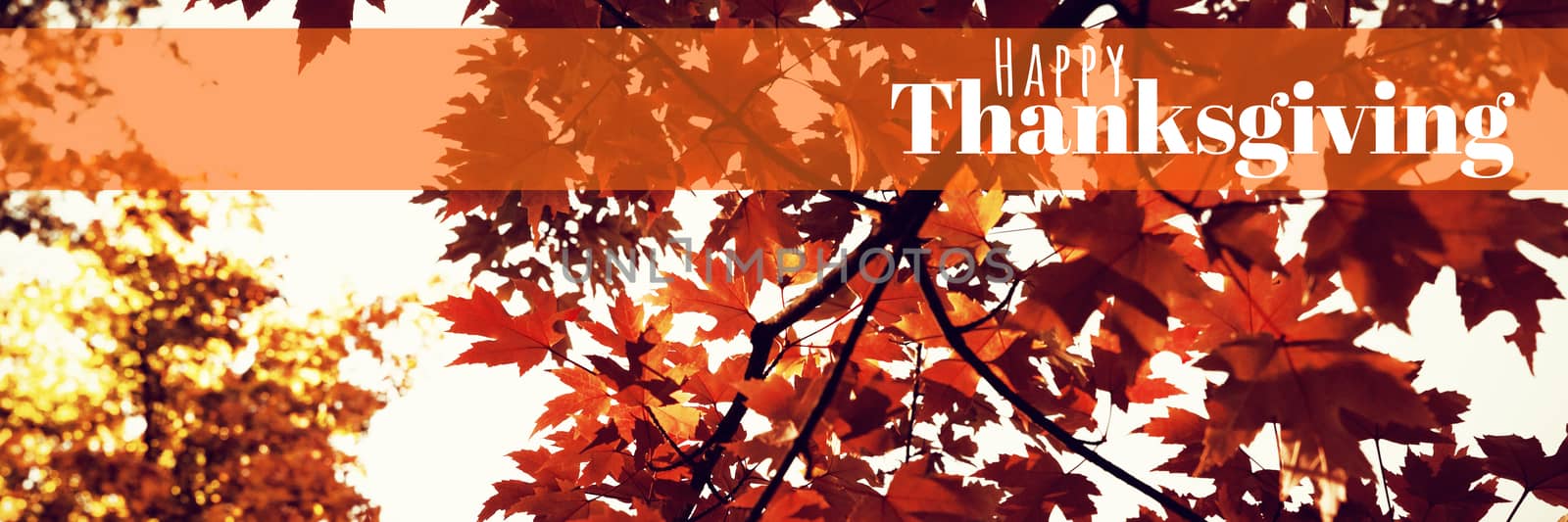 Composite image of digitally generated image of happy thanksgiving text by Wavebreakmedia