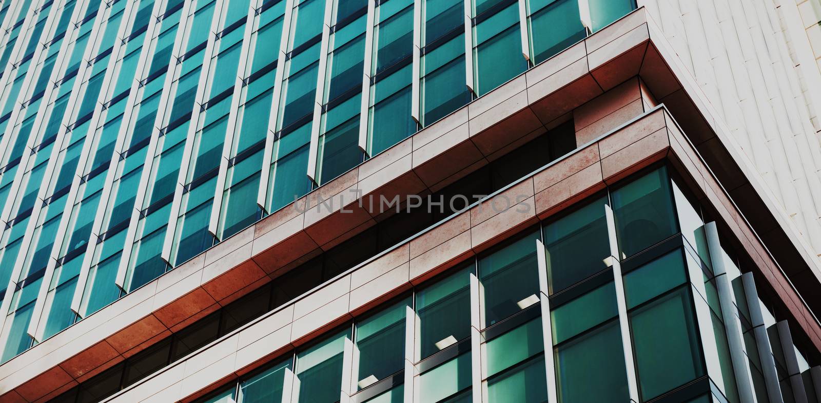 Digitally altered view of modern office building