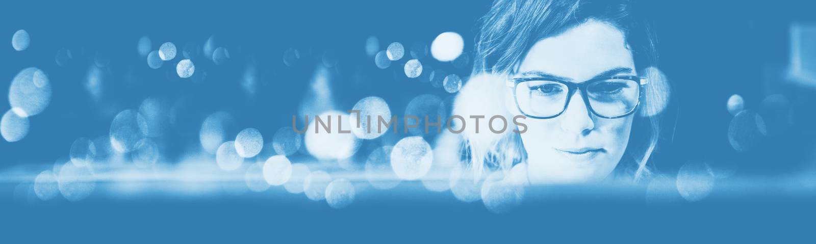 Close-up of businesswoman siting in office
