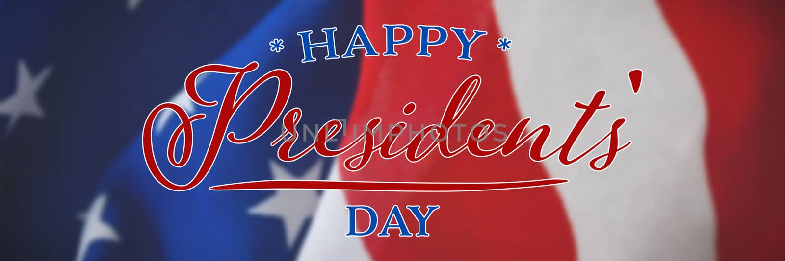 Happy presidents day. Vector typography against crumbled american flag 