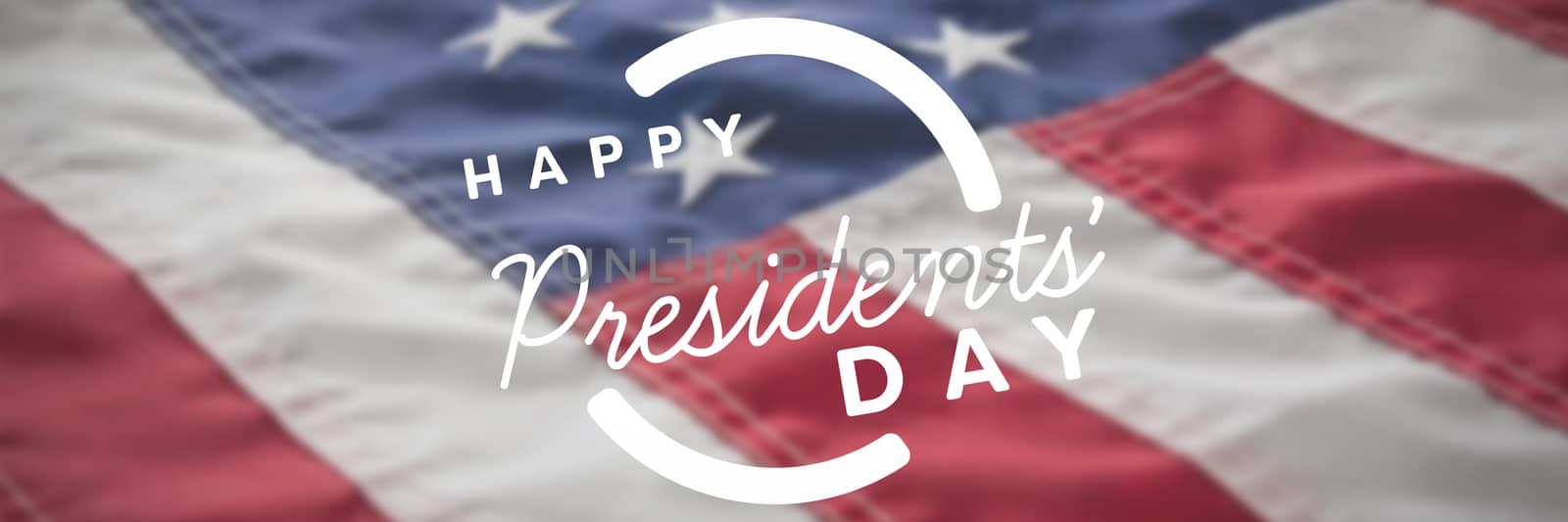 Happy presidents day. Vector typography against close-up of cropped american flag