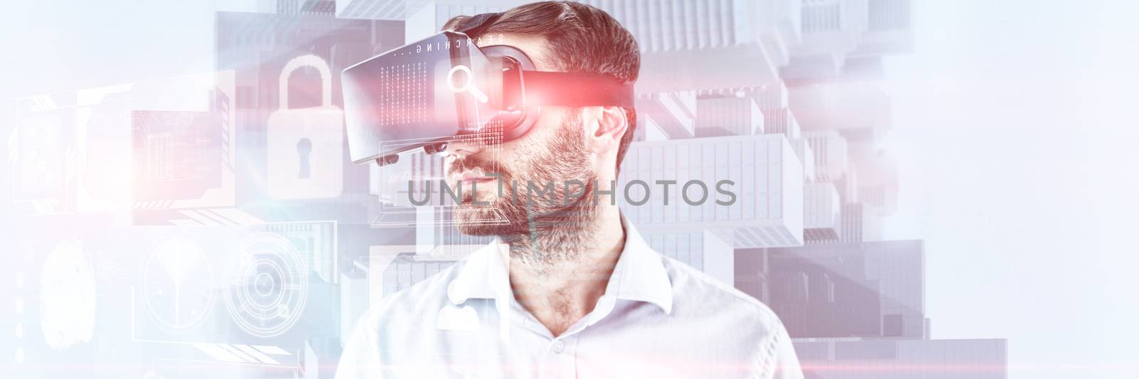 Composite image of man with beards using oculus rift headset by Wavebreakmedia