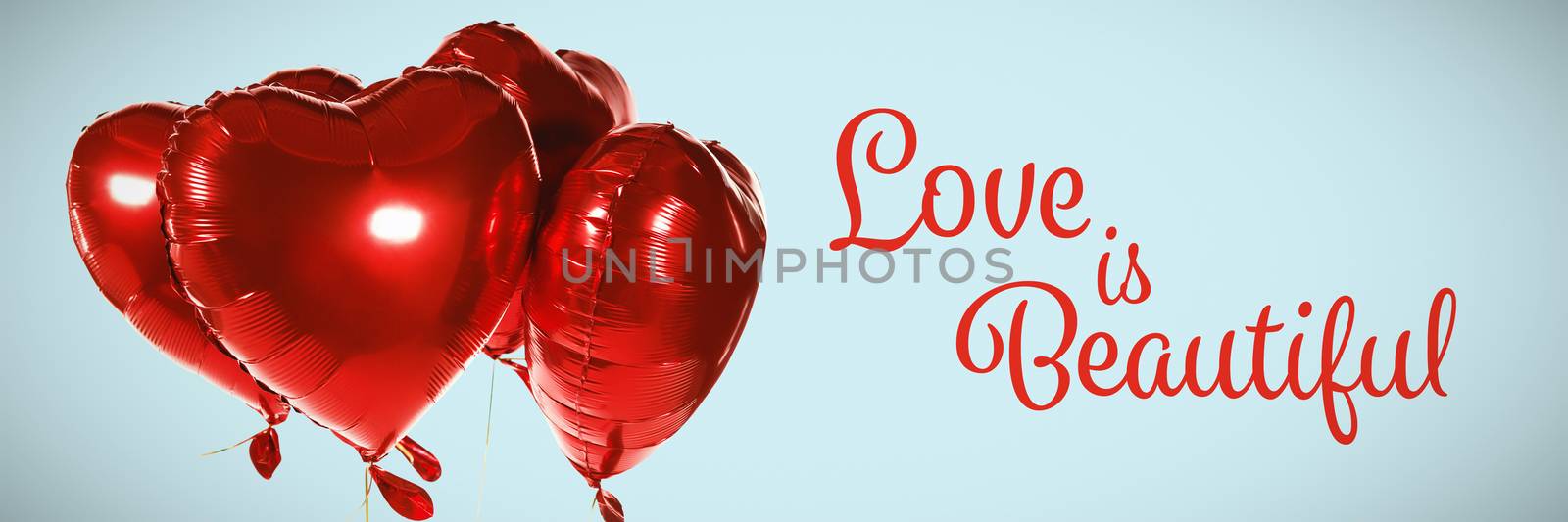 Love is beautiful against blue background