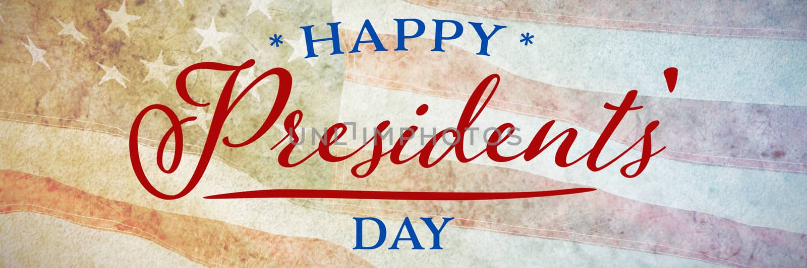 Happy presidents day. Vector typography against close-up of an american flag