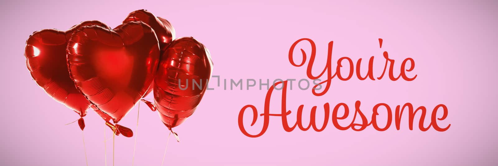 Cute Valentines Day Message with balloons on pastel background