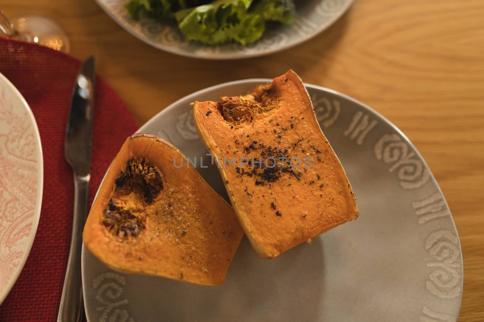 close up of squash fruit served on a plate at home