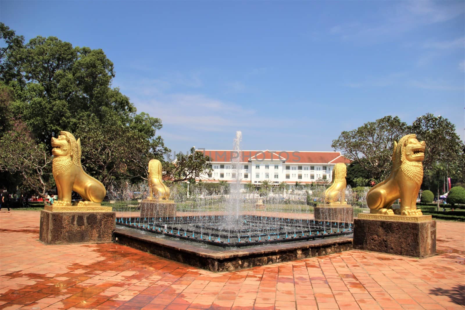 Fountain in royal gardens in siem reqp cambodia