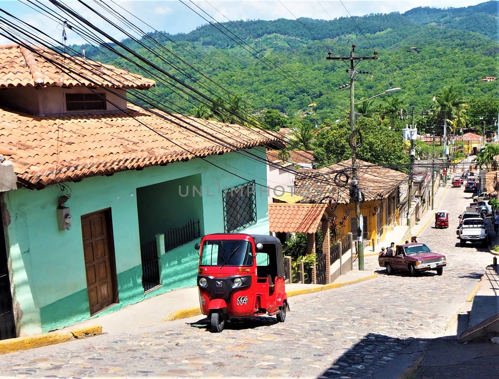 tuk tuk in street in copan honduras central america