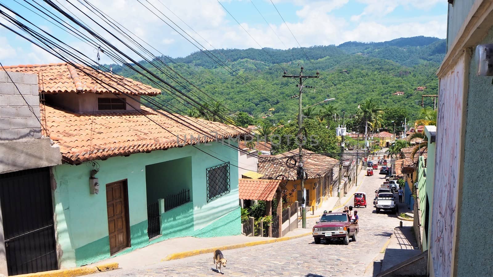 Copan street in honduras central america