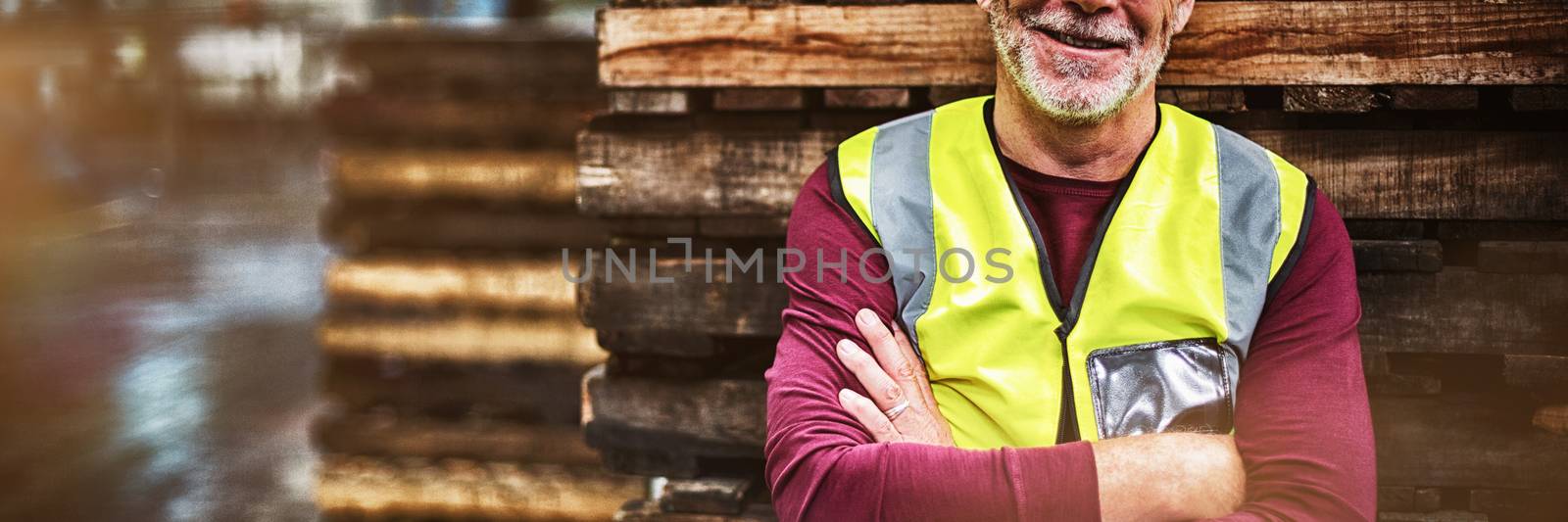 Portrait of male factory worker standing with arms crossed by Wavebreakmedia