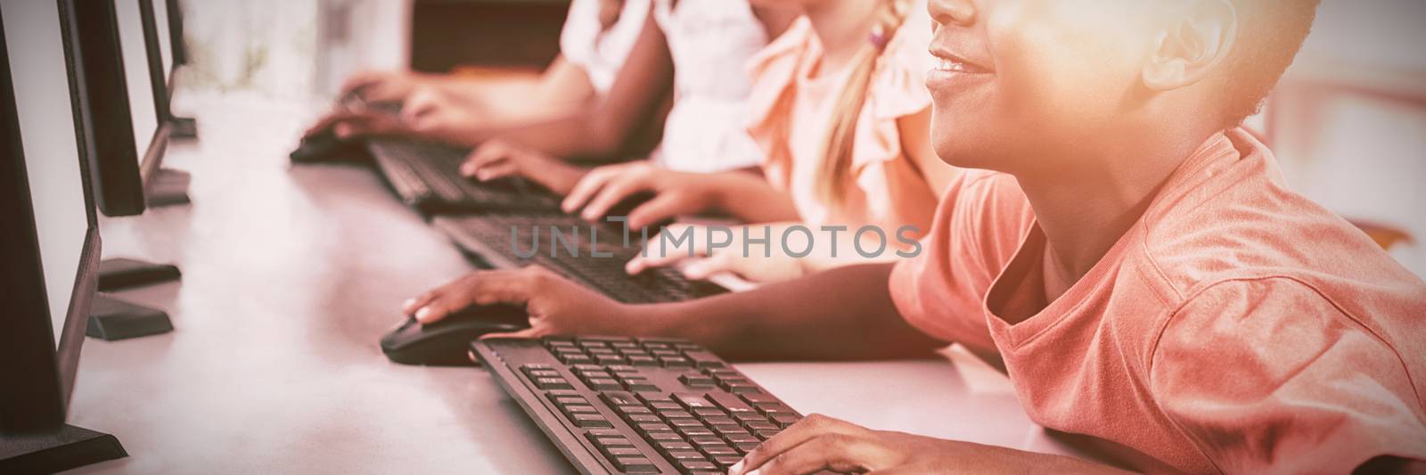 Children computer in classroom at school