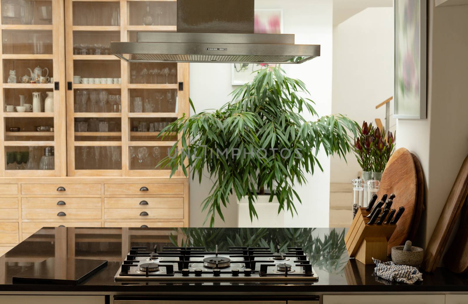 Kitchen interior with worktop at home by Wavebreakmedia