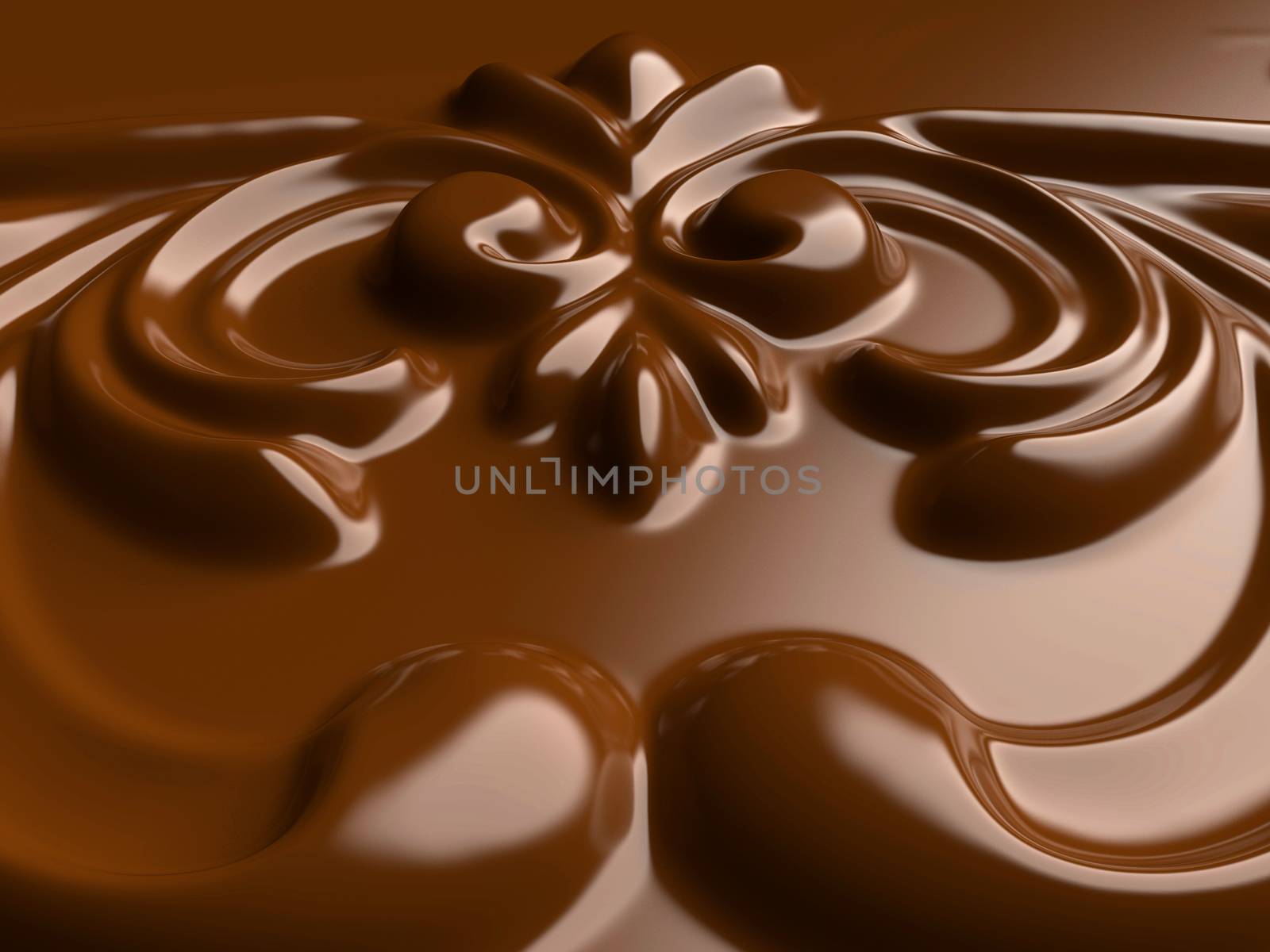 close-up of brown chocolate ornamental pattern.