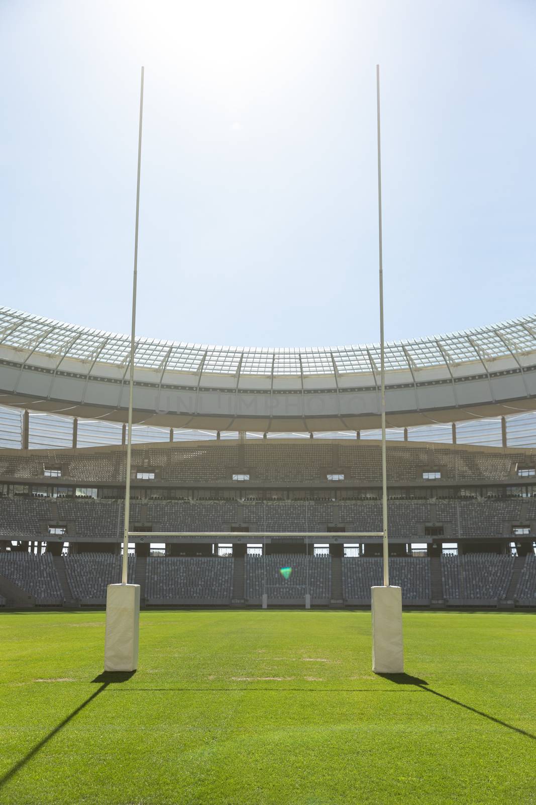 Rugby goal post on a sunny day in the stadium by Wavebreakmedia