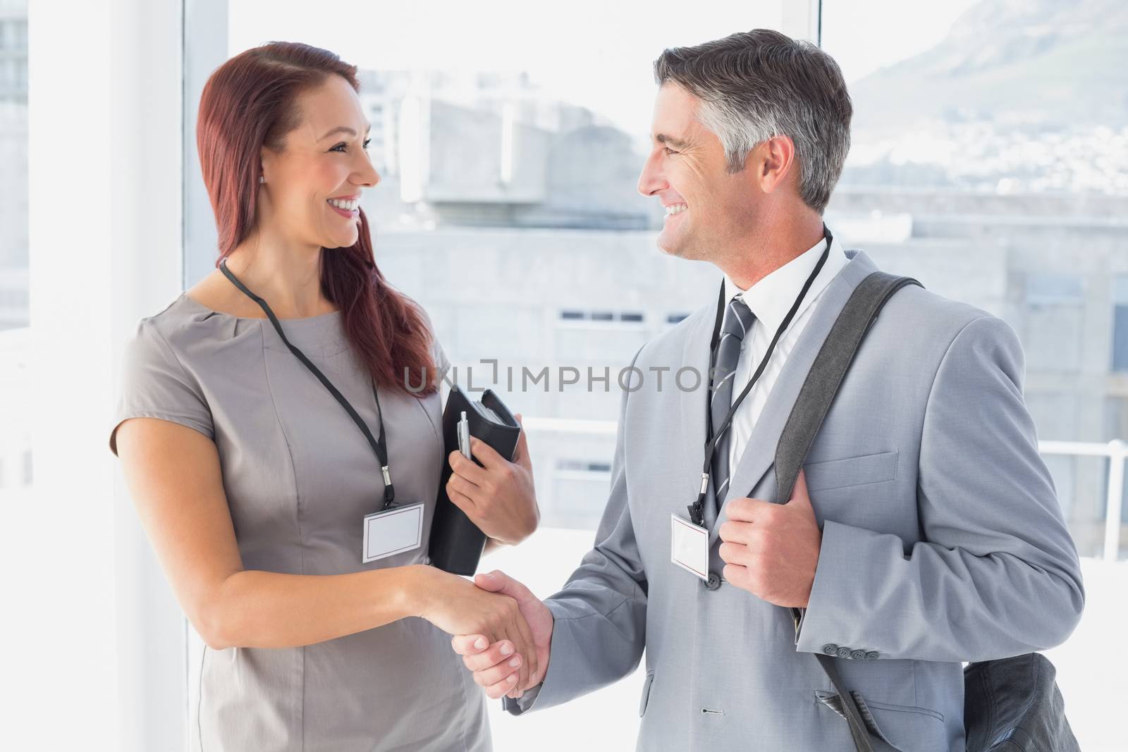 Business people shaking hands at work