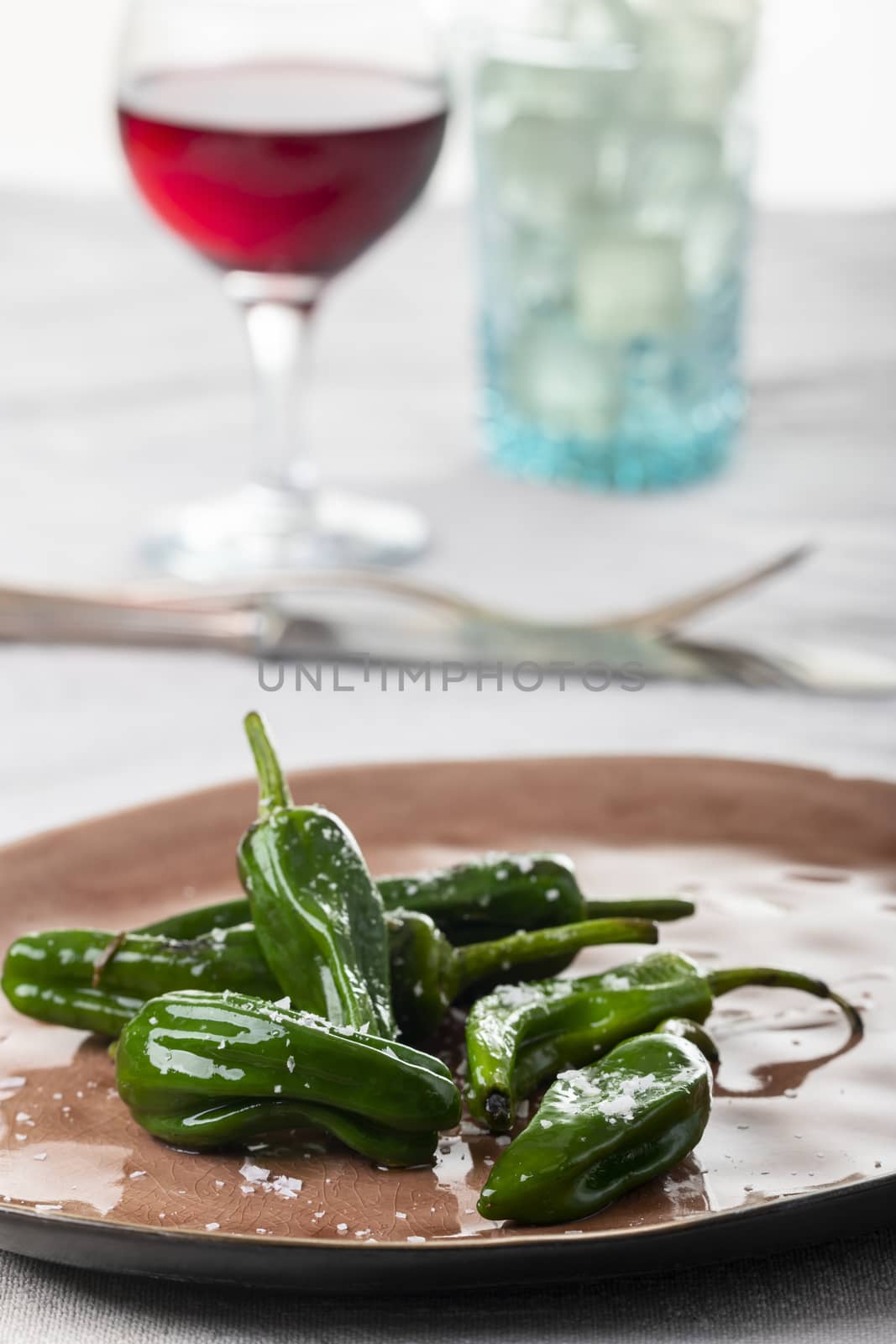 green pimientos de padron with sea salt by bernjuer