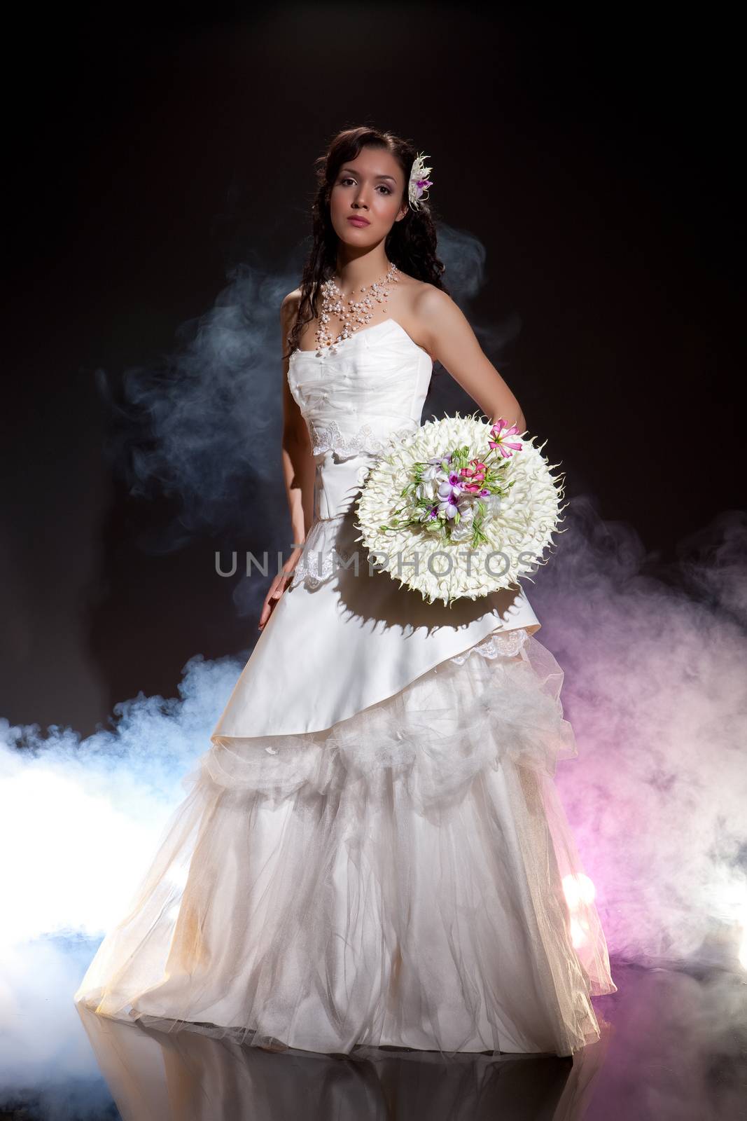 Young woman in a wedding dress