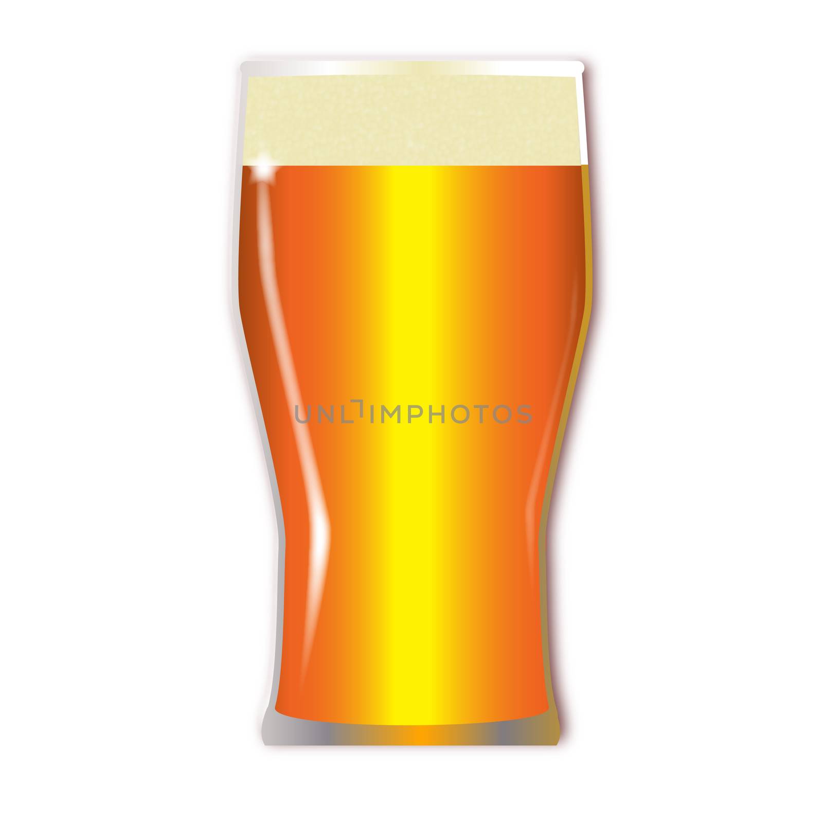 A traditional tall one pint lager glass