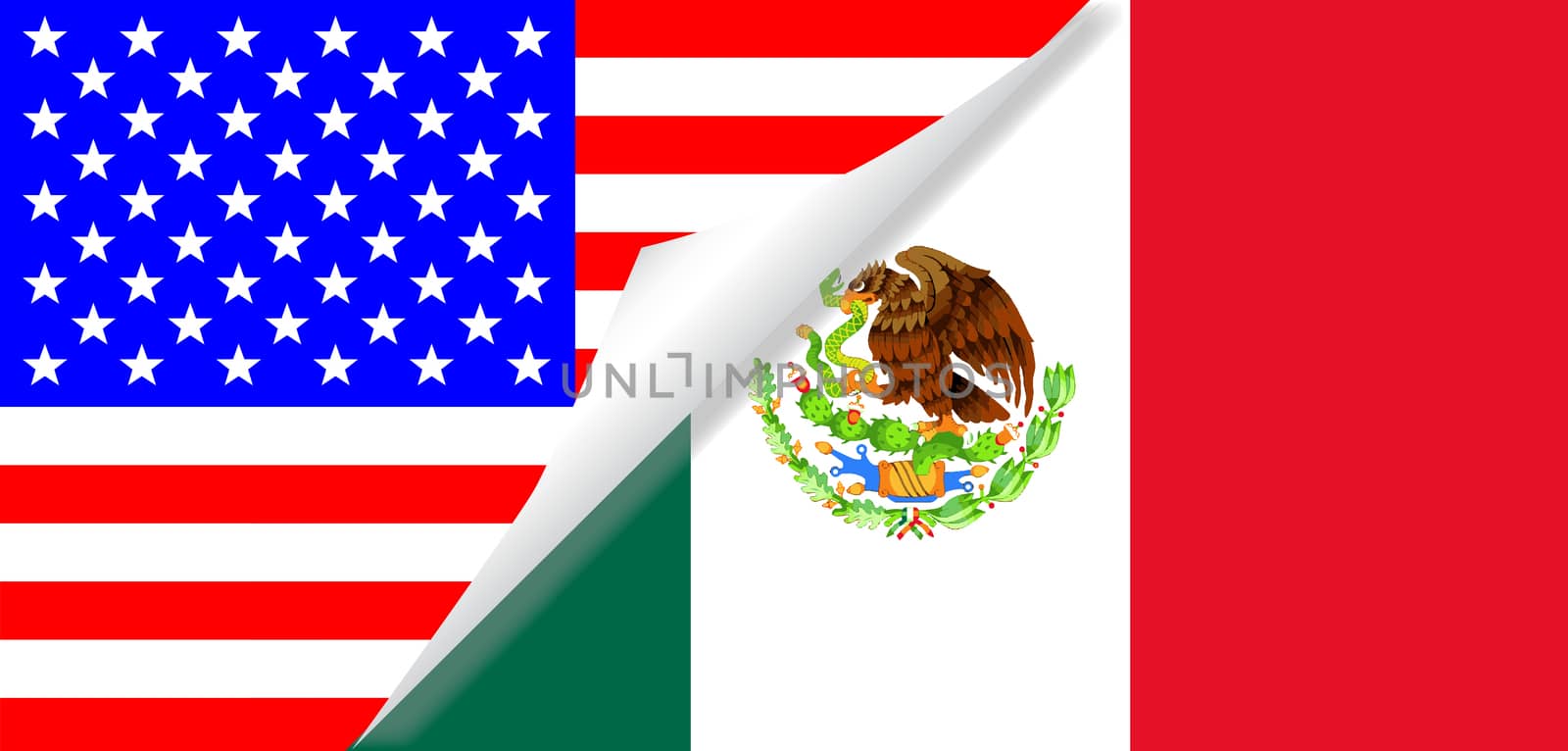 United States and Mexico Flags Combined by Bigalbaloo