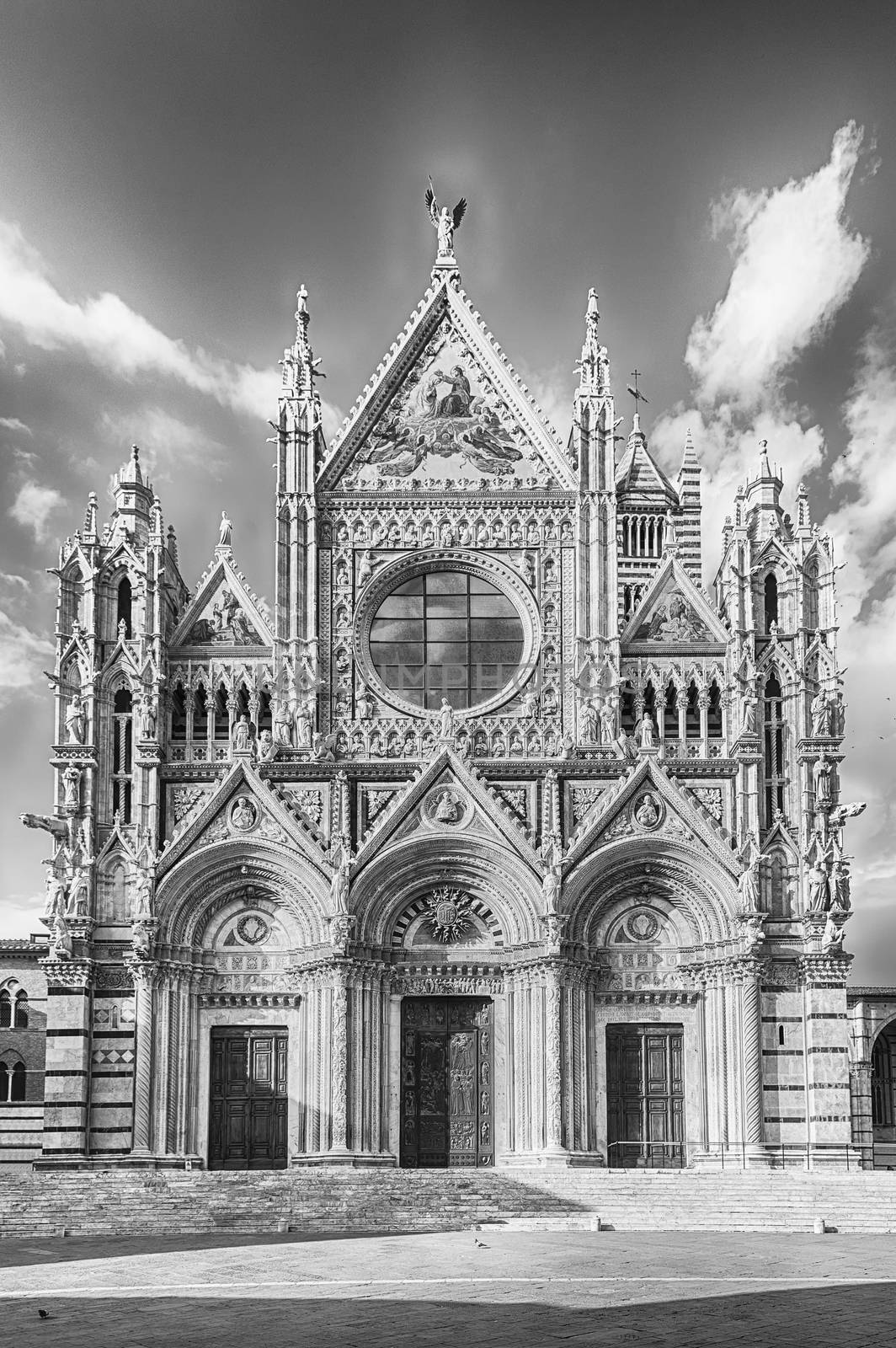Facade of the gothic Cathedral of Siena, Tuscany, Italy by marcorubino